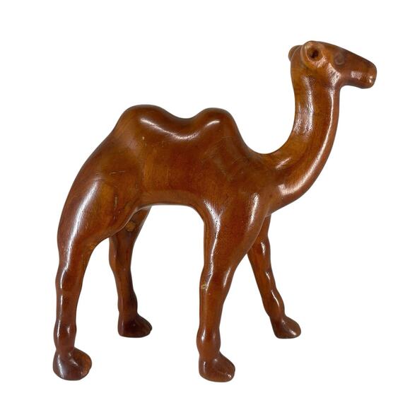 Vintage MCM Hand Carved Wooden Camel Figurine Sculpture Decor Nativity Piece - Picture 2 of 8